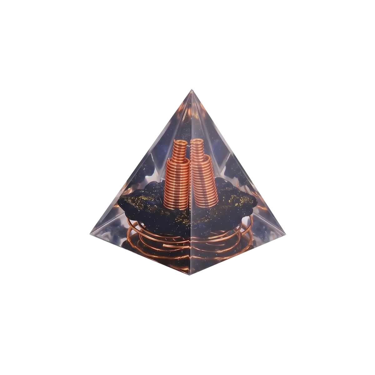Copper Wire Obsidian Orgone Pyramid