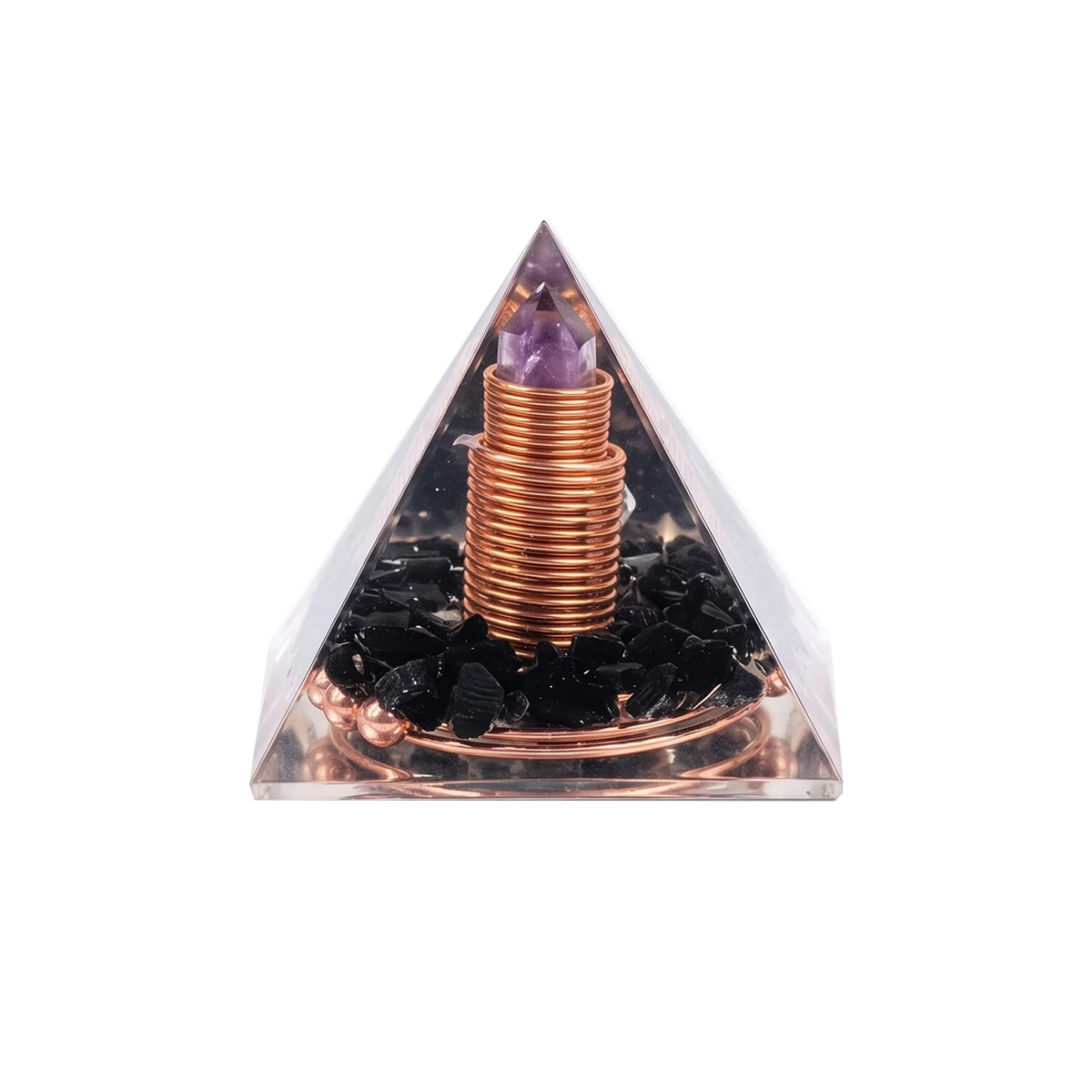 Copper Wire Obsidian Orgone Pyramid