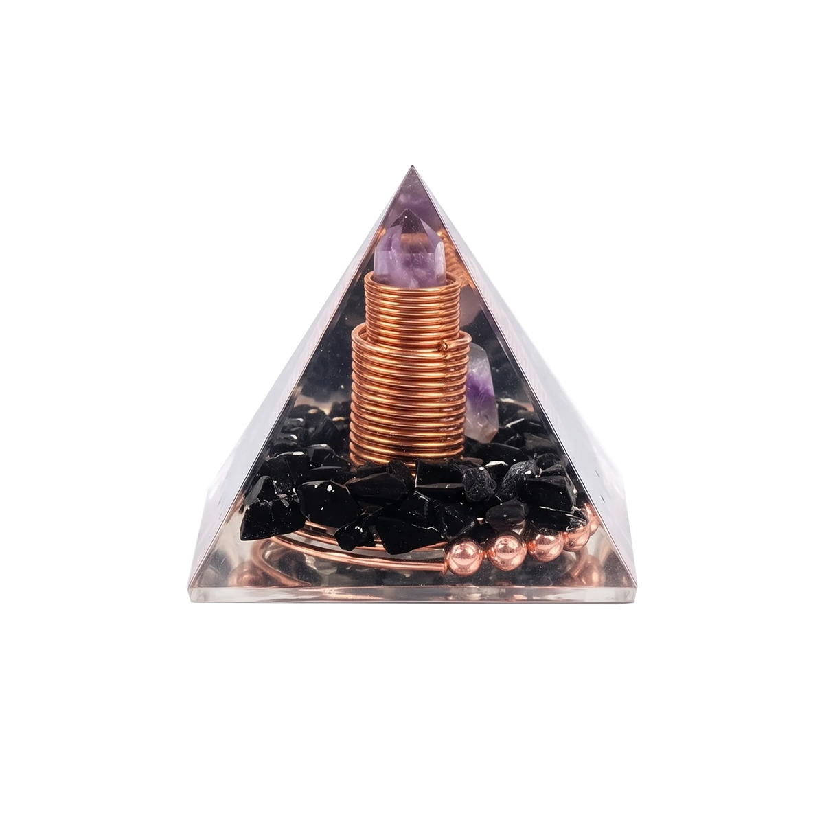 Copper Wire Obsidian Orgone Pyramid