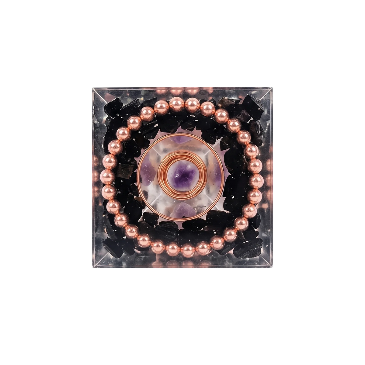 Copper Wire Obsidian Orgone Pyramid
