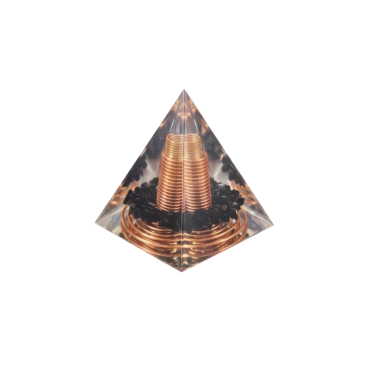 Copper Wire Obsidian Orgone Pyramid
