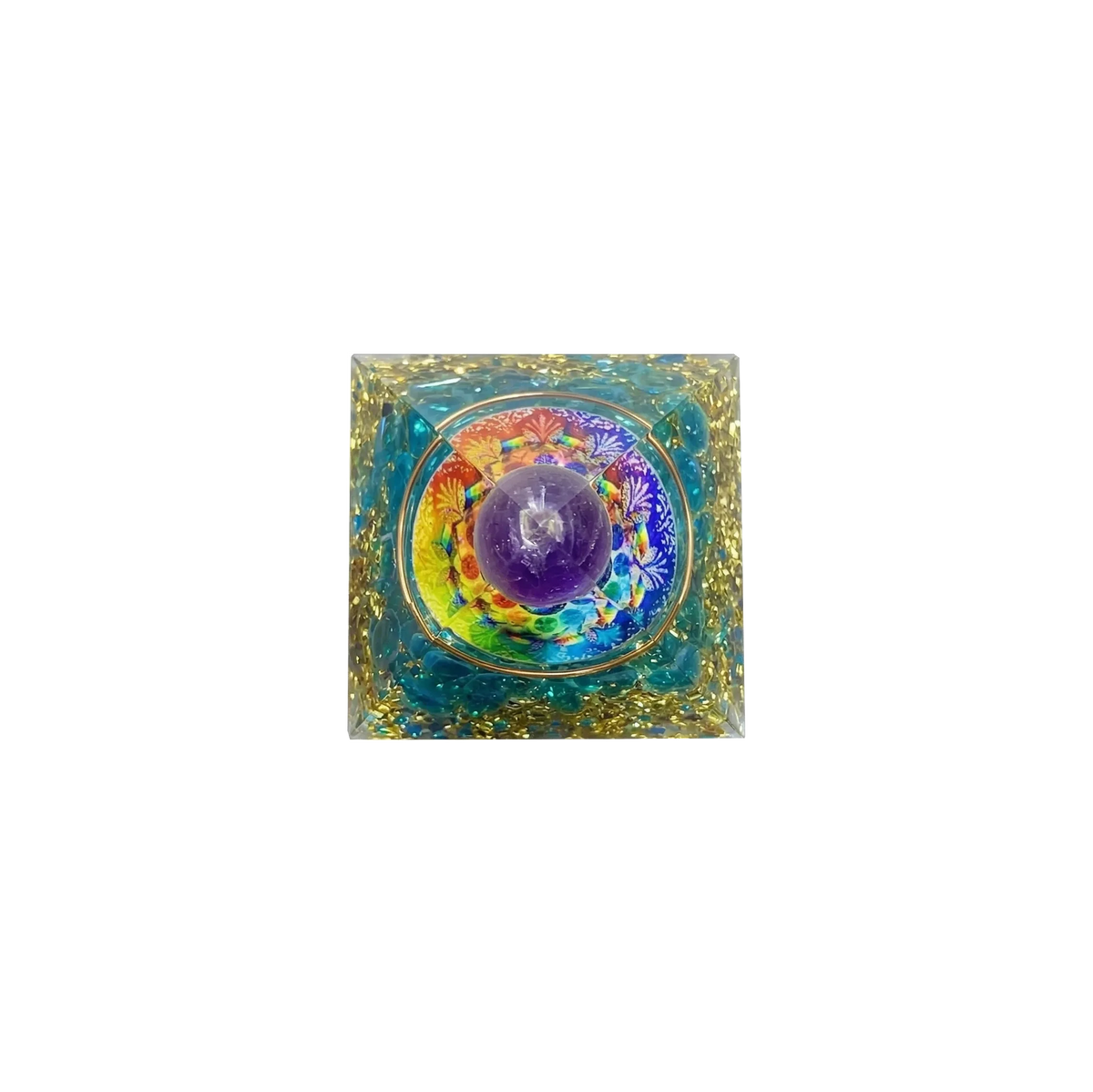 Amethyst Mandala Orgone Pyramid Set