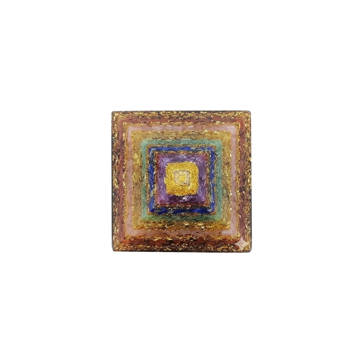 Seven Chakra Flower of Life Orgone Pyramid, 6 cm
