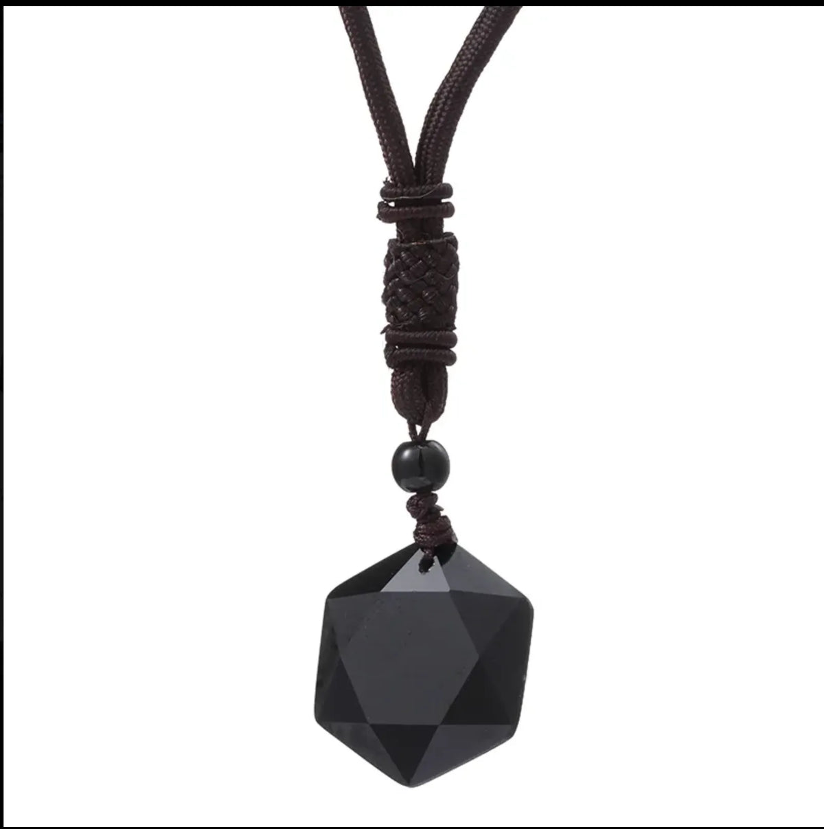 Brown Obsidian Hexagram Necklace